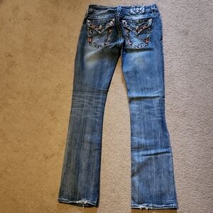 Miss Me Blue Boot Cut Jeans with Decorative Stitching